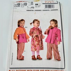 Burda Kids Girls Sewing Pattern #9717 Uncut Children Clothing size 9M- 3Yrs